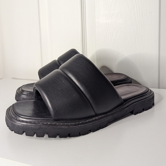 Staud Womens Shoes Size 39 Astro Chunky Slides Mules Sandals Black Designer - Picture 1 of 10